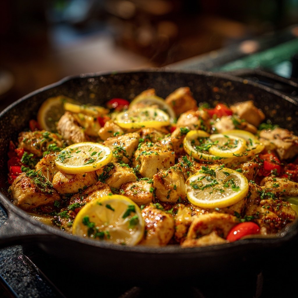 Kalorienarme Hähnchenpfanne Mit Zitronen Kräutern