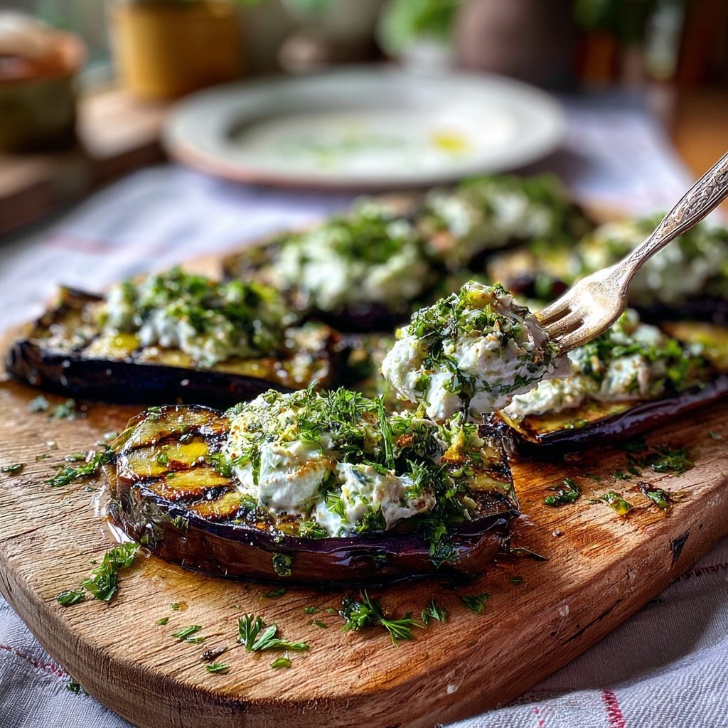 Gegrillte Auberginen Mit Kräuterquark