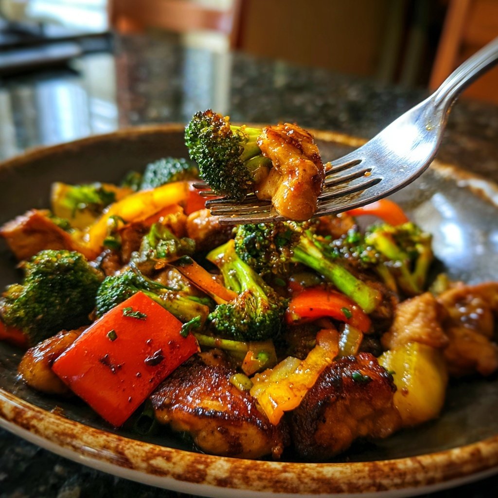 Kalorienarme Hähnchen Gemüse Pfanne