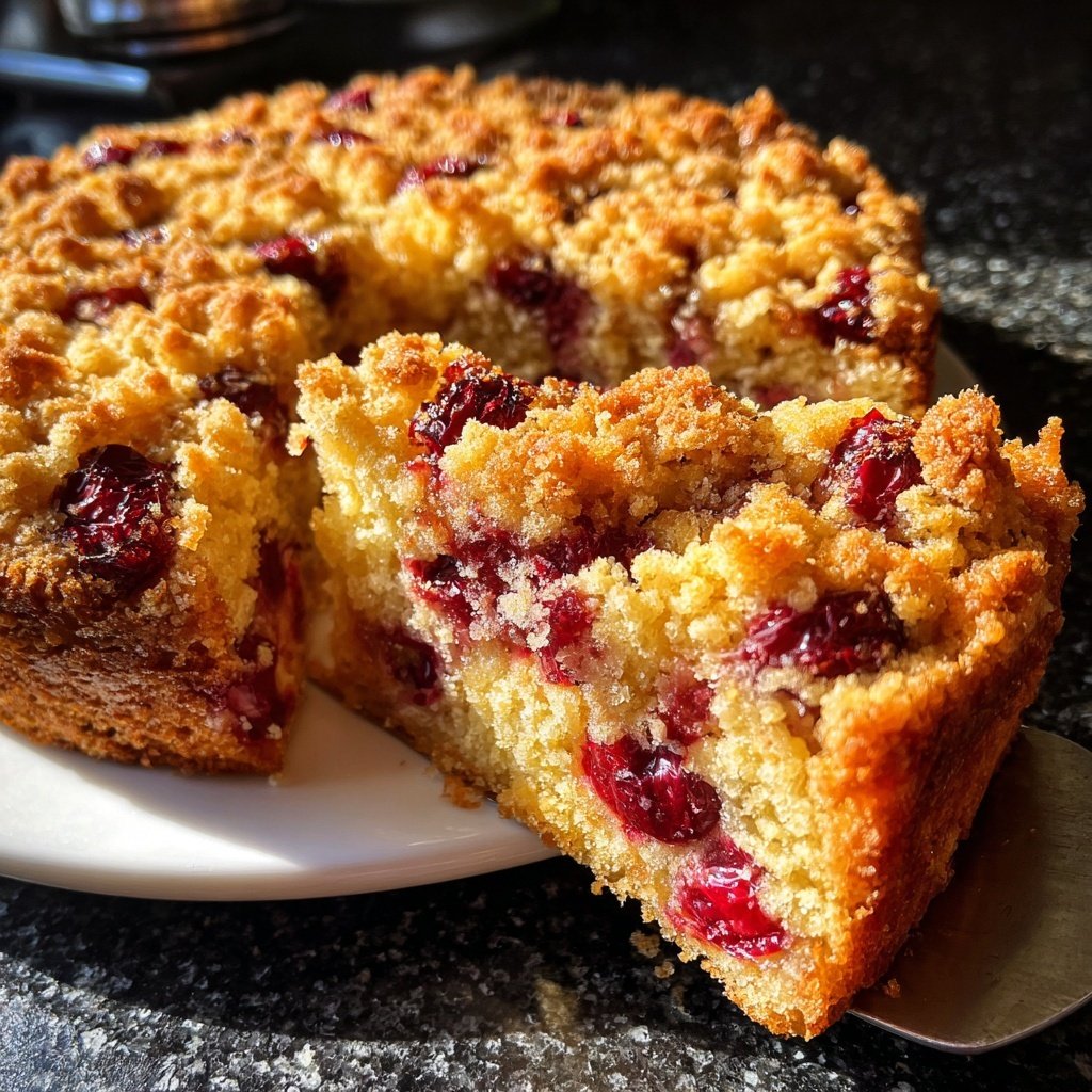 Kuchen mit Kirschen und Streuseln